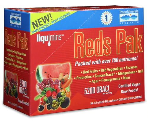 Trace Minerals Research Reds Pak - 30 Sachês: Energia e Nutrição Antioxidante Completa