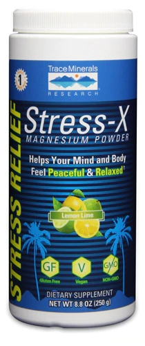 Trace Minerals Research Stress X Magnésio em Pó Sabor Limão e Lima 249g - Alívio do Estresse e Bem-Estar