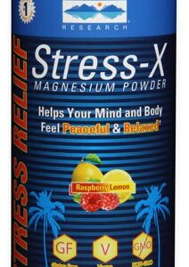 Trace Minerals Research Stress-X Magnésio em Pó Sabor Framboesa e Limão 240g - Combate o Estresse e Promove Bem-Estar