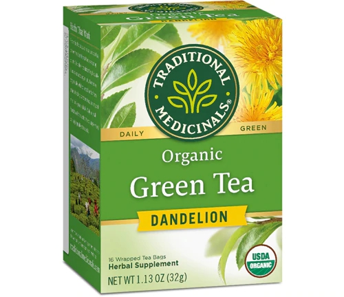 Chá Verde Orgânico com Dente de Leão Traditional Medicinals - 16 Sachês (Aprox. 32g)