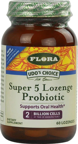Flora Udo's Choice® Super 5 Probiotic - 1 Bilhão de Células - 60 Pastilhas