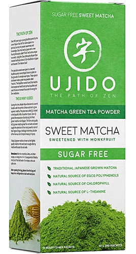 Ujido Sweet Matcha Chá Verde em Pó Adoçado com Monk Fruit - 10 Sachês (150g)