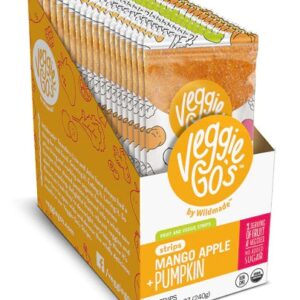 Veggie-Go's Organic Fruit and Veggie Strips Gluten Free Mango Apple Pumpkin -- 20 Strips
