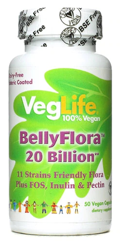 VegLife BellyFlora™ Probiótico 20 Bilhões - 50 Cápsulas Veganas