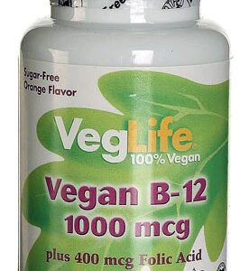VegLife Vegan B12 + Ácido Fólico Laranja - 100 Pastilhas Mastigáveis