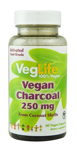 VegLife Vegan Charcoal - Carvão Ativado 250mg - 60 Cápsulas Veganas