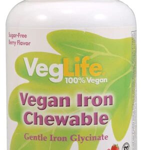 VegLife Ferro Quelado Mastigável Berry - 60 Comprimidos Sabor Frutas Vermelhas