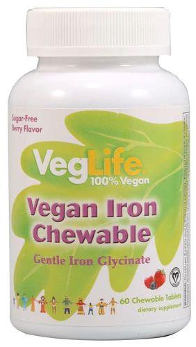 VegLife Ferro Quelado Mastigável Berry - 60 Comprimidos Sabor Frutas Vermelhas