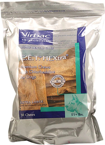 Virbac C.E.T.® HEXtra® Chews Extra Grande - 30 Petiscos Mastigáveis para Cães