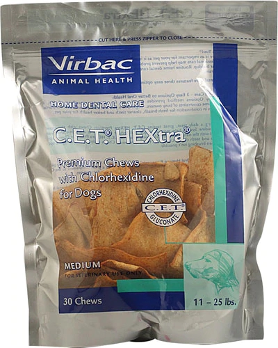 Virbac C.E.T.® HEXtra® Chews Cães Médio 30 Unidades - Saúde Bucal Completa