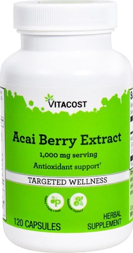 Extrato de Açaí Vitacost 1000mg - 120 Cápsulas - Antioxidante Poderoso