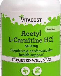 Acetil L-Carnitina HCl Vitacost 500mg - 300 Cápsulas - Energia e Função Cognitiva