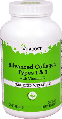 Vitacost Advanced Colágeno Tipo 1 & 3 com Vitamina C - 252 Comprimidos