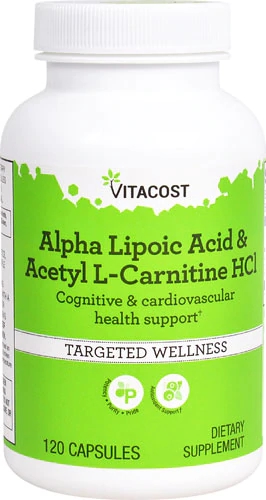 Vitacost Ácido Alfa-Lipoico & Acetil L-Carnitina HCl - 120 Cápsulas