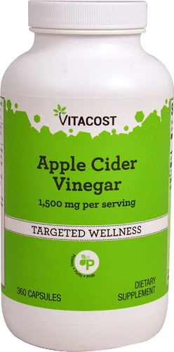 Vinagre de Maçã Vitacost 1500mg por Dose - 360 Cápsulas - Bem-Estar Digestivo e Metabólico