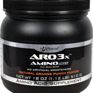 Vitacost ARO 3X Amino Plus BCAA Sabor Laranja - 30 Porções | Energia e Recuperação Muscular