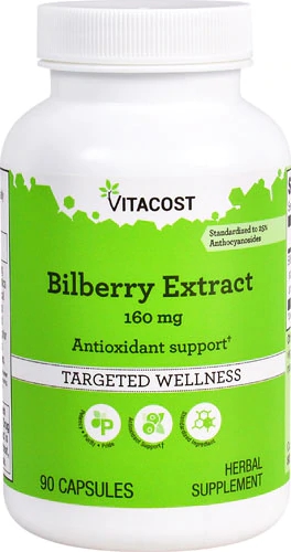 Extrato de Mirtilo Vitacost Padronizado 160mg 90 Cápsulas para Saúde Ocular e Antioxidante
