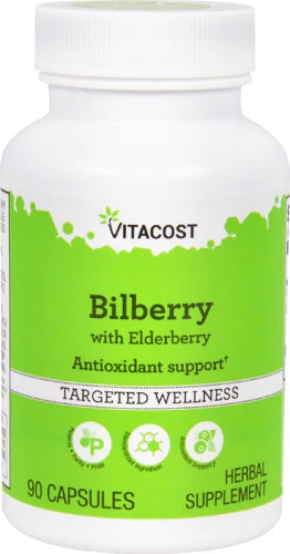 Vitacost Bilberry com Sabugueiro 90 Cápsulas - Saúde e Bem-Estar Visual
