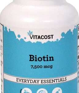 Biotina Vitacost 7500mcg - 60 Comprimidos para Cabelo, Pele e Unhas Fortes