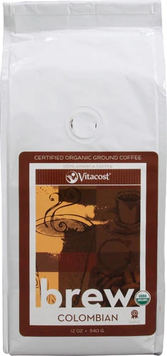 Café Colombiano Vitacost Brew 100% Arábica Orgânico Moído - 340g