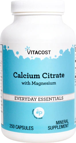 Vitacost Cálcio Citrato com Magnésio 250 Cápsulas - Saúde Óssea Completa