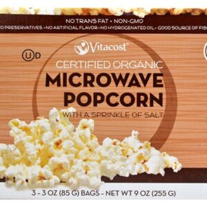 Pipoca de Micro-ondas Orgânica Vitacost Lightly Salted - 3 Pacotes (Aprox. 255g)
