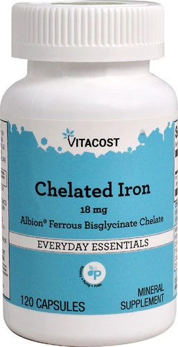 Vitacost Ferro Quelado com Albion® - 18mg - 120 Cápsulas para Energia e Bem-Estar