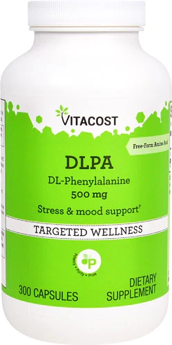 DL-Fenilalanina DLPA Vitacost 500mg - 300 Cápsulas | Auxílio Cognitivo e Bem-Estar