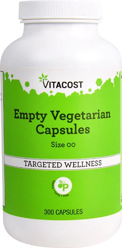 Cápsulas Vegetarianas Vazias Vitacost Tamanho 00 - 300 Unidades para Suplementos