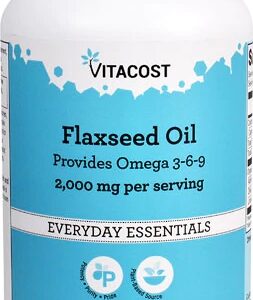 Óleo de Linhaça Vitacost 2000mg por Dose - 300 Cápsulas Softgel