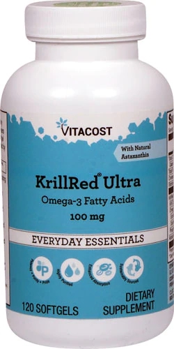 KrillRed Ultra Vitacost Ômega-3 Ácidos Graxos 100 mg - 120 Cápsulas Gelatinosas
