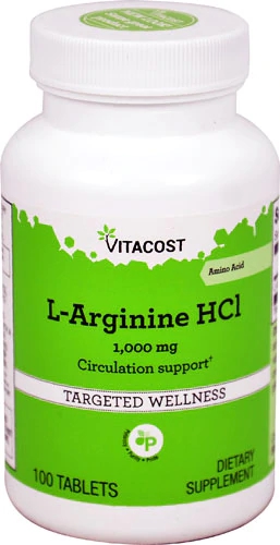 L-Arginina HCl Vitacost 1000mg 100 Cápsulas - Suplemento Essencial