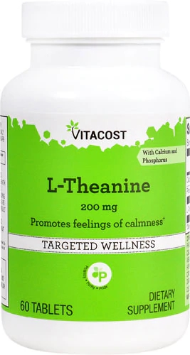 L-Theanine Vitacost 200mg - 60 Comprimidos: Relaxamento e Foco Natural