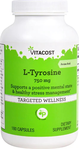 Vitacost L-Tirosina 750 mg - 180 Cápsulas: Potencialize seu Foco e Bem-Estar