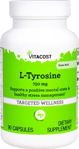 Vitacost L-Tirosina 750mg - 90 Cápsulas: Suporte para Foco e Humor