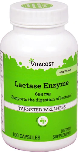 Enzima Lactase Vitacost 693mg - 100 Cápsulas para Intolerância à Lactose