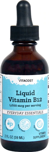 Vitamina B12 Líquida Vitacost - 1000 mcg por Dose - 59ml - Energia e Bem-Estar