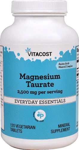 Magnésio Taurato Vitacost 2500mg - 120 Comprimidos Vegetarianos - Alta Absorção