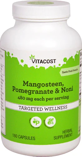 Vitacost Mangostão, Romã e Noni 480mg - 180 Cápsulas: Poder Antioxidante Natural