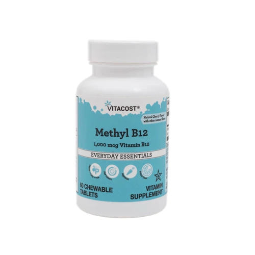 Vitamina B12 Metilcobalamina Vitacost Sabor Natural Cherry 1000mcg - 60 Comprimidos Mastigáveis