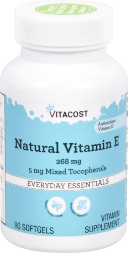 Vitamina E Natural Vitacost 268mg (400 UI) com Tocoferóis Mistos - 90 Cápsulas Gelatinosas