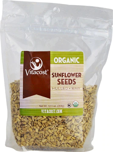 Sementes de Girassol Orgânicas Vitacost Sem Sal, Cruas e Descascadas - 354g