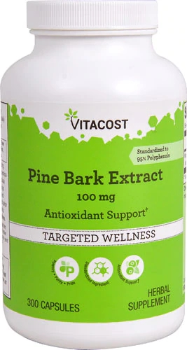 Extrato de Casca de Pinheiro Vitacost 100mg - 300 Cápsulas - Rico em Polifenóis