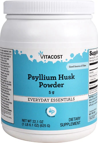 Psyllium Husk Powder Vitacost - 5g por Dose - 627g