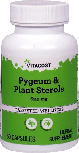 Vitacost Pygeum & Plant Sterols 62.5 mg - 60 Cápsulas: Saúde da Próstata e Bem-Estar