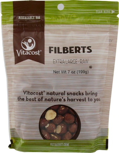 Avelãs Cruas Vitacost X-Large - 199g (7 oz) - Naturalmente Deliciosas e Nutritivas
