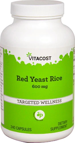 Arroz de Levedura Vermelha Vitacost 600mg - 240 Cápsulas - Saúde Cardiovascular