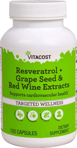Vitacost Resveratrol + Extrato de Uva e Vinho Tinto - 120 Cápsulas
