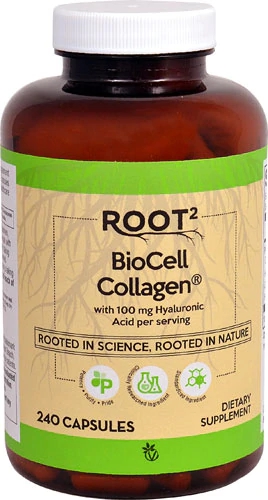 Vitacost ROOT2 BioCell Collagen® com Ácido Hialurônico - 240 Cápsulas