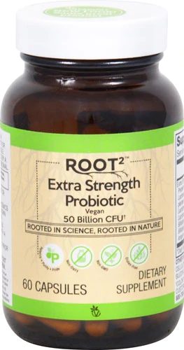 Probiótico Vegano Extra Strength ROOT2 Vitacost - 50 Bilhões de UFC - 60 Cápsulas